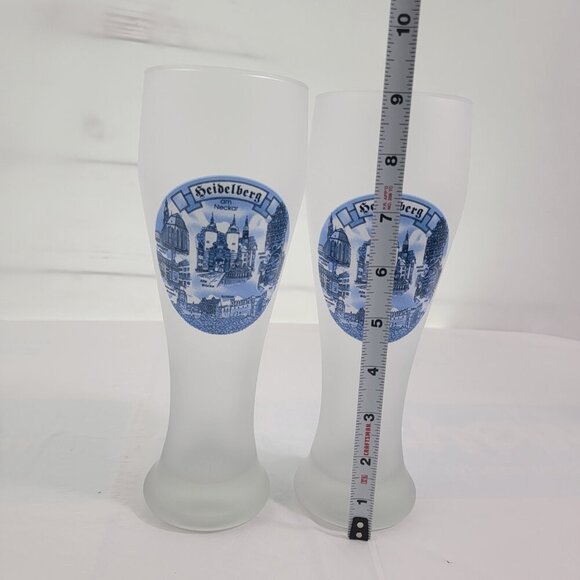 Heidelberg Am Neckar Germany Frosted Pilsner 22 Oz Tall Beer Glasses - Set of 2 - Picture 7 of 16